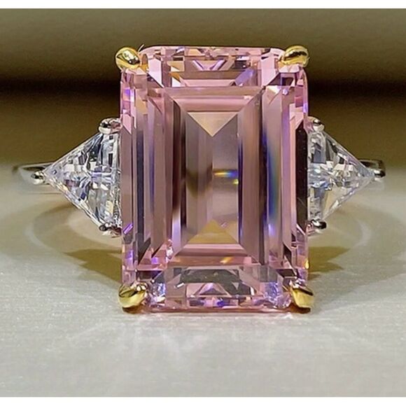 🩷 NEW stunning square pink crystal & silver ring 🩷 - Picture 4 of 4